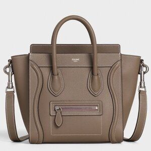 CELINE NANO LUGGAGE BAG IN DRUMMED CALFSKIN IN GREY